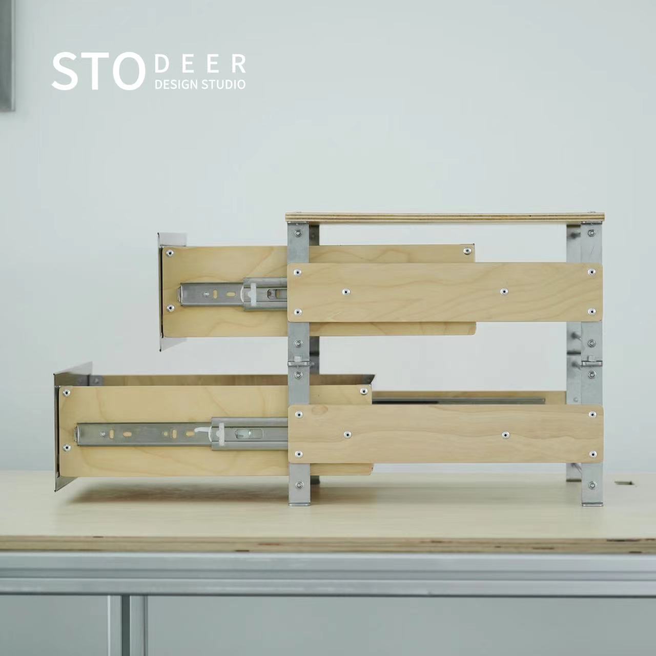 Stodeer Desktop-Schublade Klapp schrank Aufbewahrung sbox Nachttisch Holz Metall Design