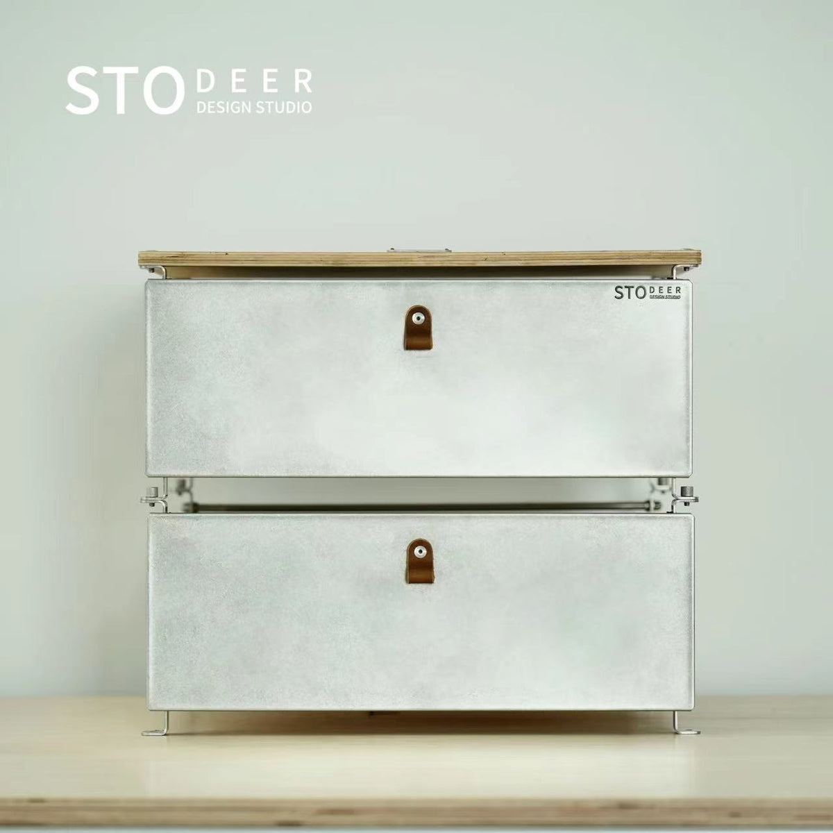 Stodeer Desktop-Schublade Klapp schrank Aufbewahrung sbox Nachttisch Holz Metall Design