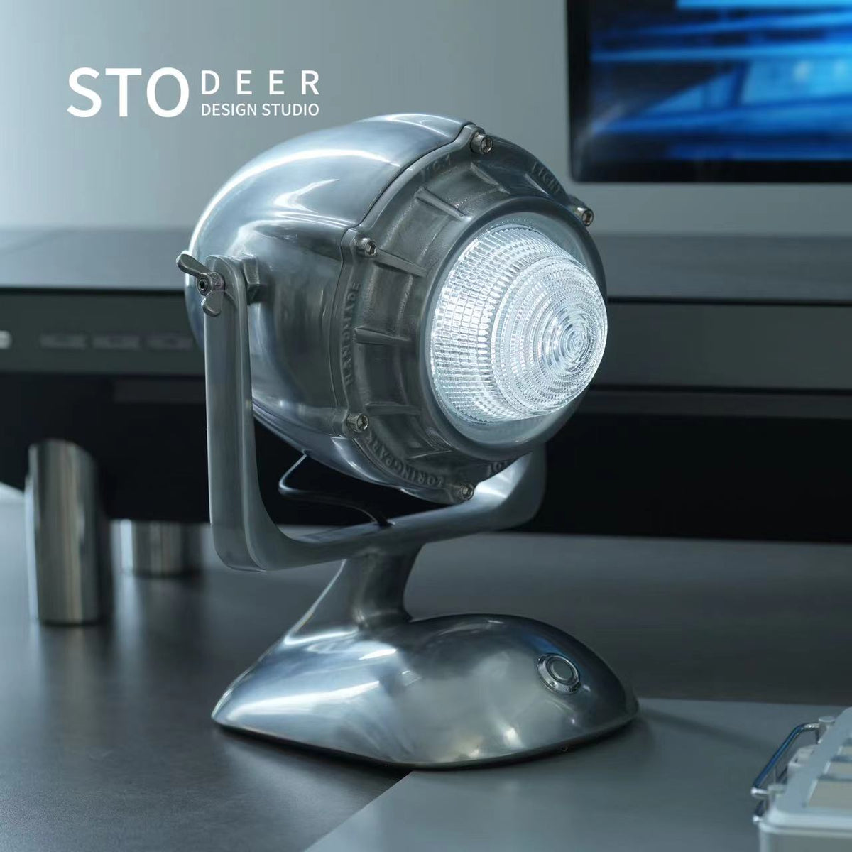 Stodeer Cast Aluminum Engine Desk Lamp, Vintage Industrial Style Touch Bedroom Bedside Lamp