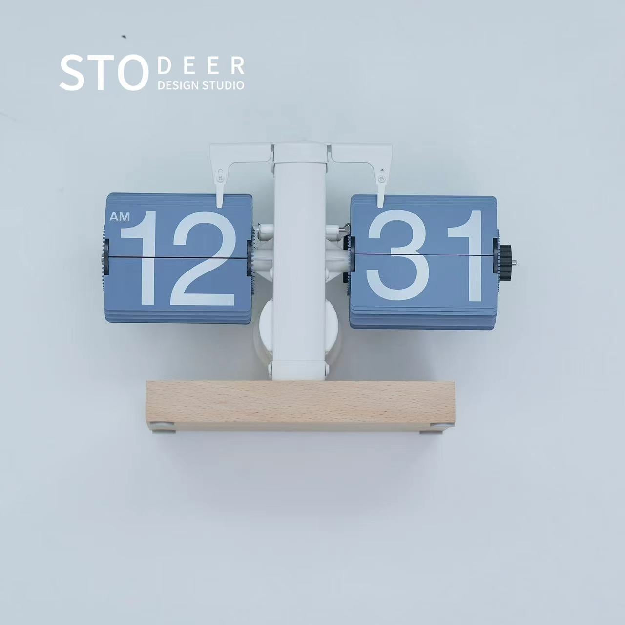 Stodeer（Custom walnut base）Creative automatic page turning clock