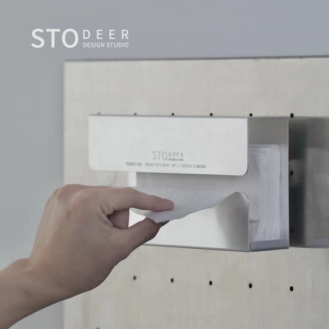 Stodeer Rectangular Aluminum Tissue Box: Wall-Mountable Hole-Free Paper Towel Holder