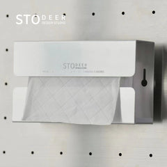 Stodeer Rectangular Aluminum Tissue Box: Wall-Mountable Hole-Free Paper Towel Holder