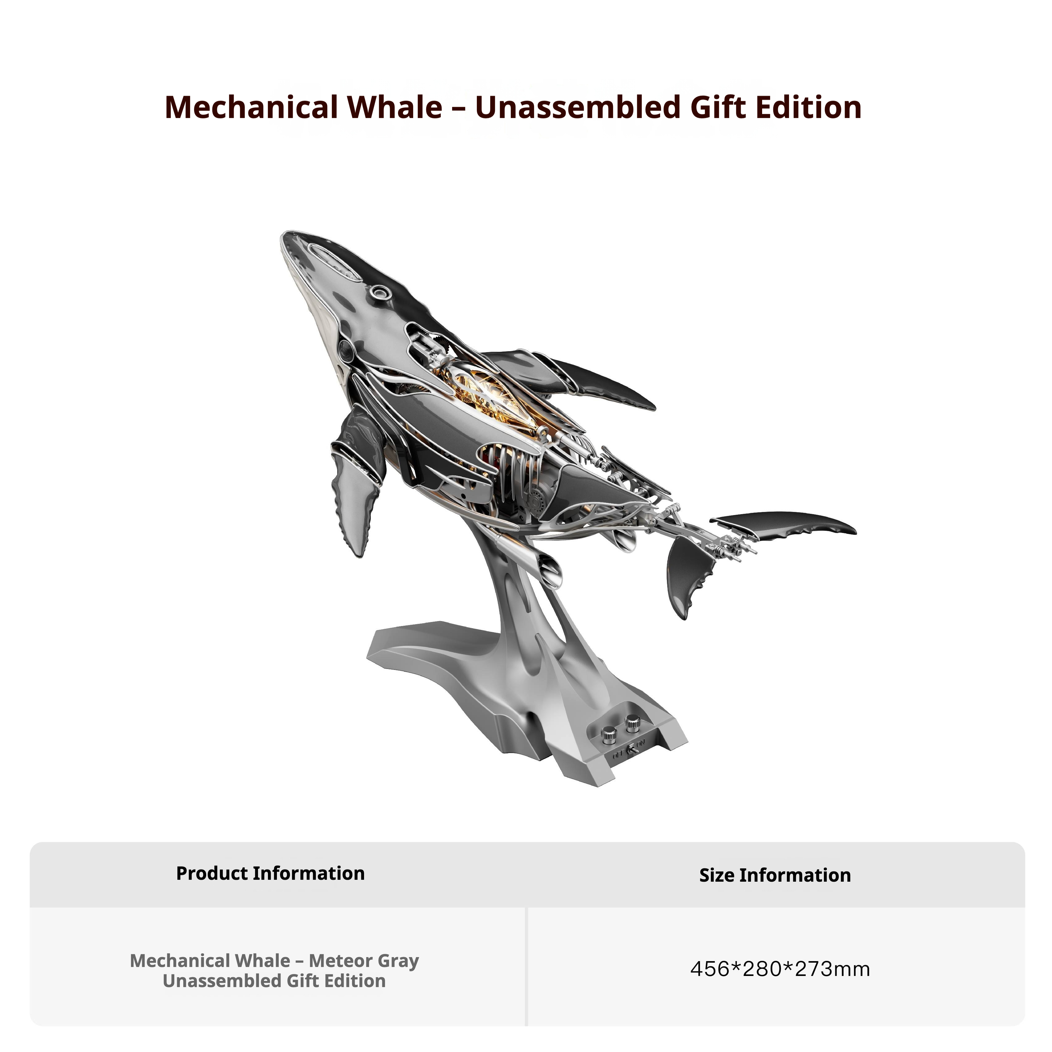 Stodeer Mechanical Metal Humpback Whale Model– Premium Steampunk 3D Metal Art model for Collectors, Decor & Gift Giving-SD-03