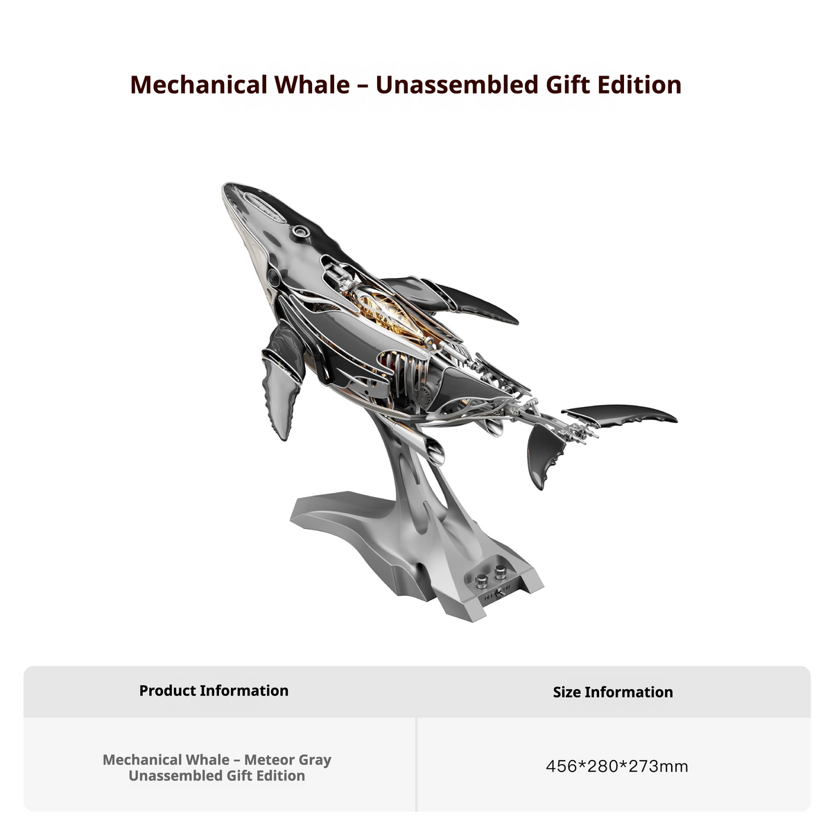 Stodeer Mechanical Metal Humpback Whale Model– Premium Steampunk 3D Metal Art model for Collectors, Decor & Gift Giving-SD-03