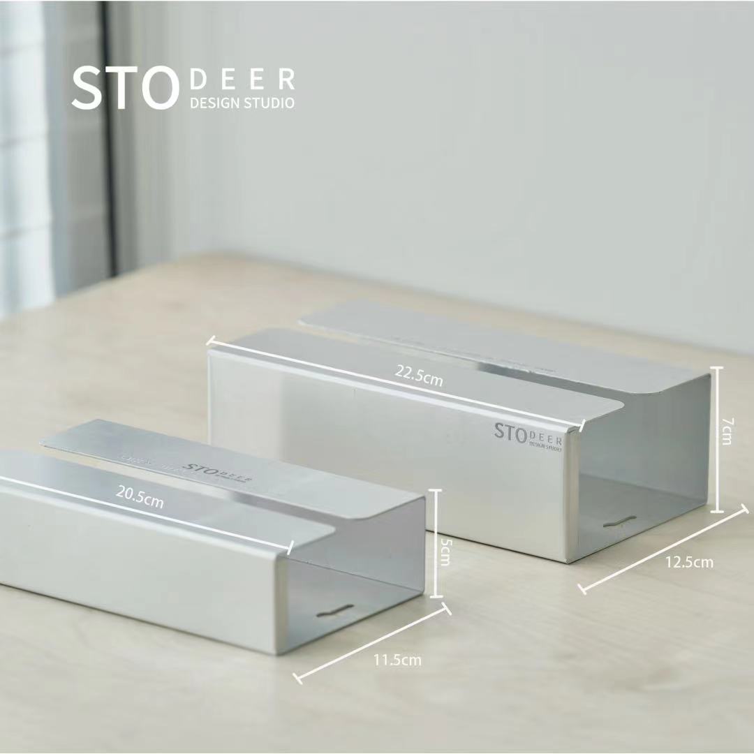 Stodeer Design Shop | 長方形のアルミティッシュボックス: 壁に取り付け可能な穴のないペーパータオルホルダー