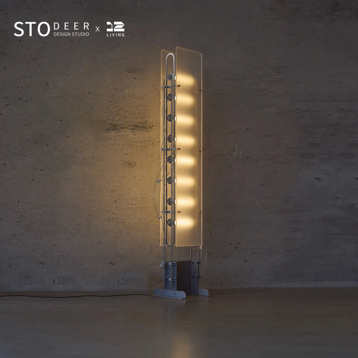 STODEER 12LIVING モダンフロアランプ 360°LEDチューブ付き - 48W、304ステンレススチール＆鋳鉄構造