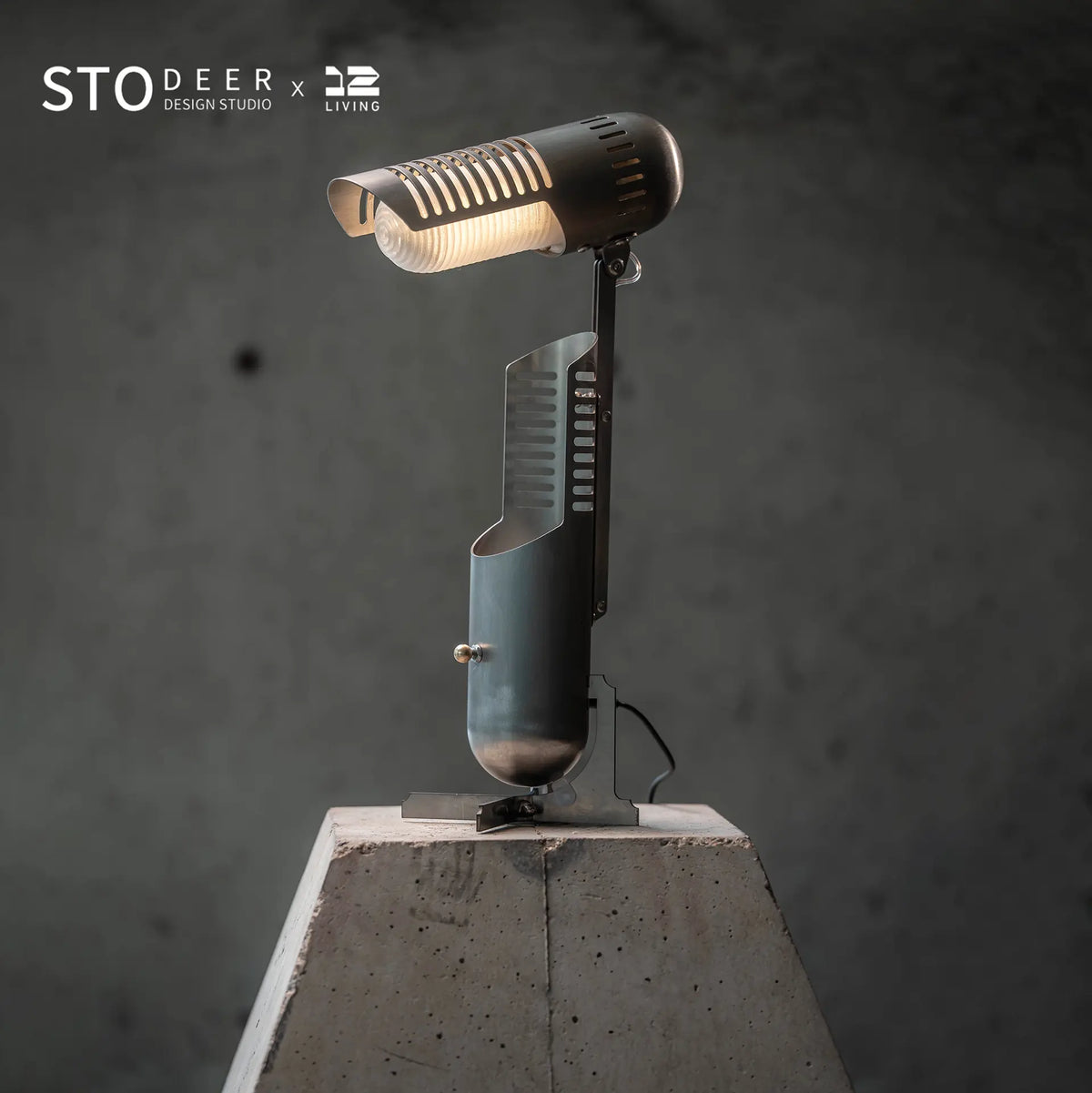 STODEER 12LIVING Adjustable Industrial Pelican Desk Lamp – 3D Printed Shade, Vintage Style Table Light