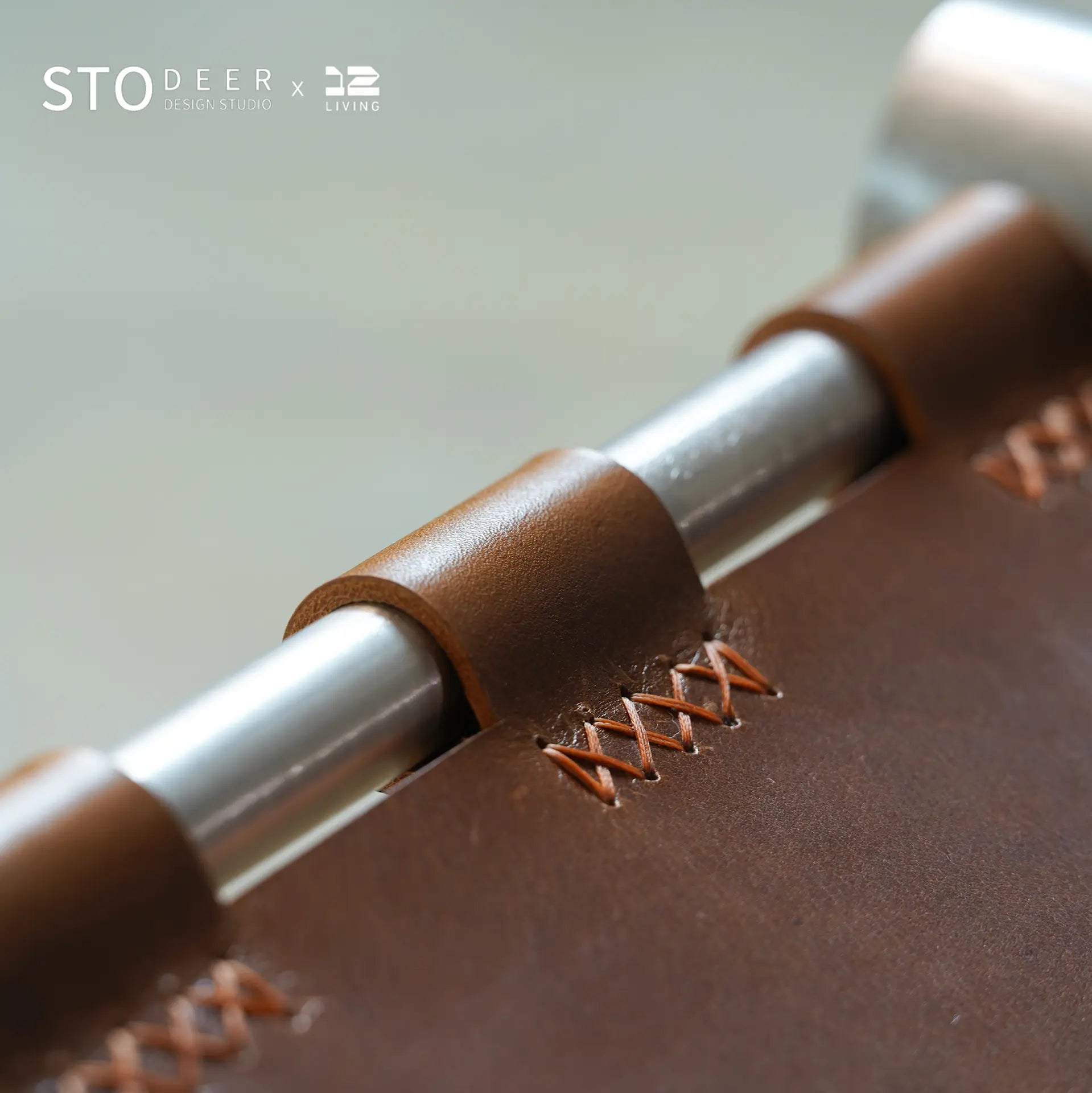 STODEER 12LIVING Modern Italian Vegetable - Tanned Leather Chair with 304 Textured Stainless Steel Frame