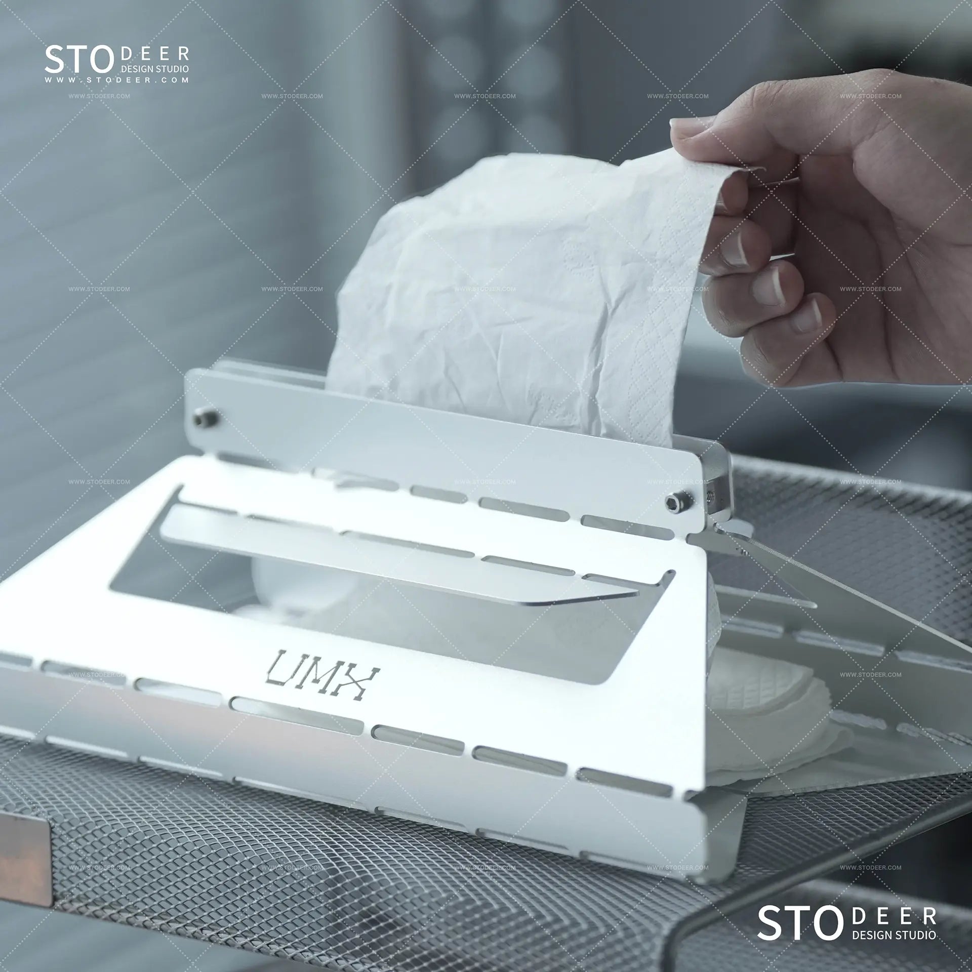 Stodeer Handgefertigte Taschentuchbox aus Metall im Industriestil, Designer-Stahlhalter für Zuhause oder das Büro
