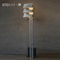 STODEER 12LIVING Tri-Fold Industrial Floor Lamp – 304 Stainless Steel & Aluminum Frame