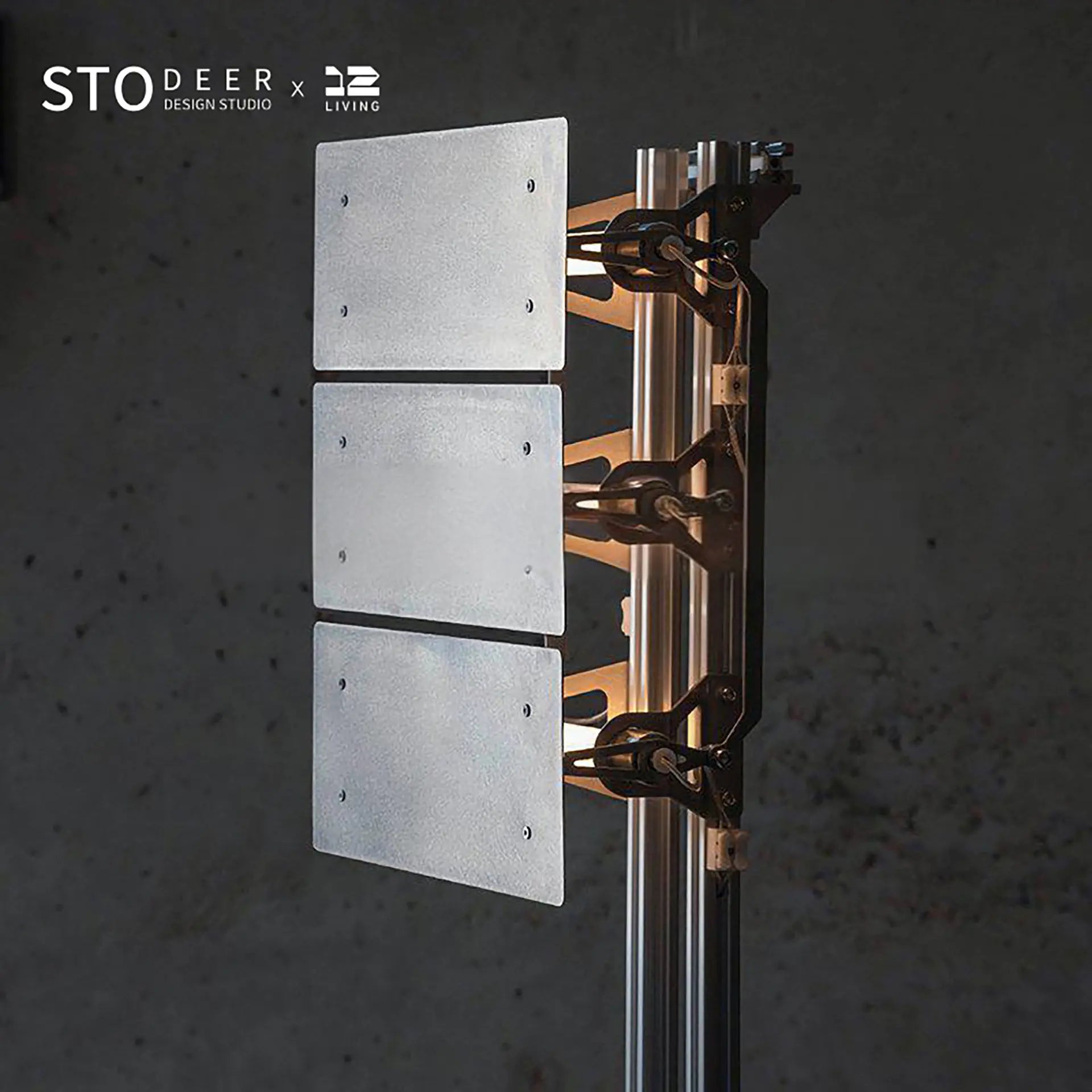 STODEER 12LIVING Tri-Fold Industrial Floor Lamp – 304 Stainless Steel & Aluminum Frame