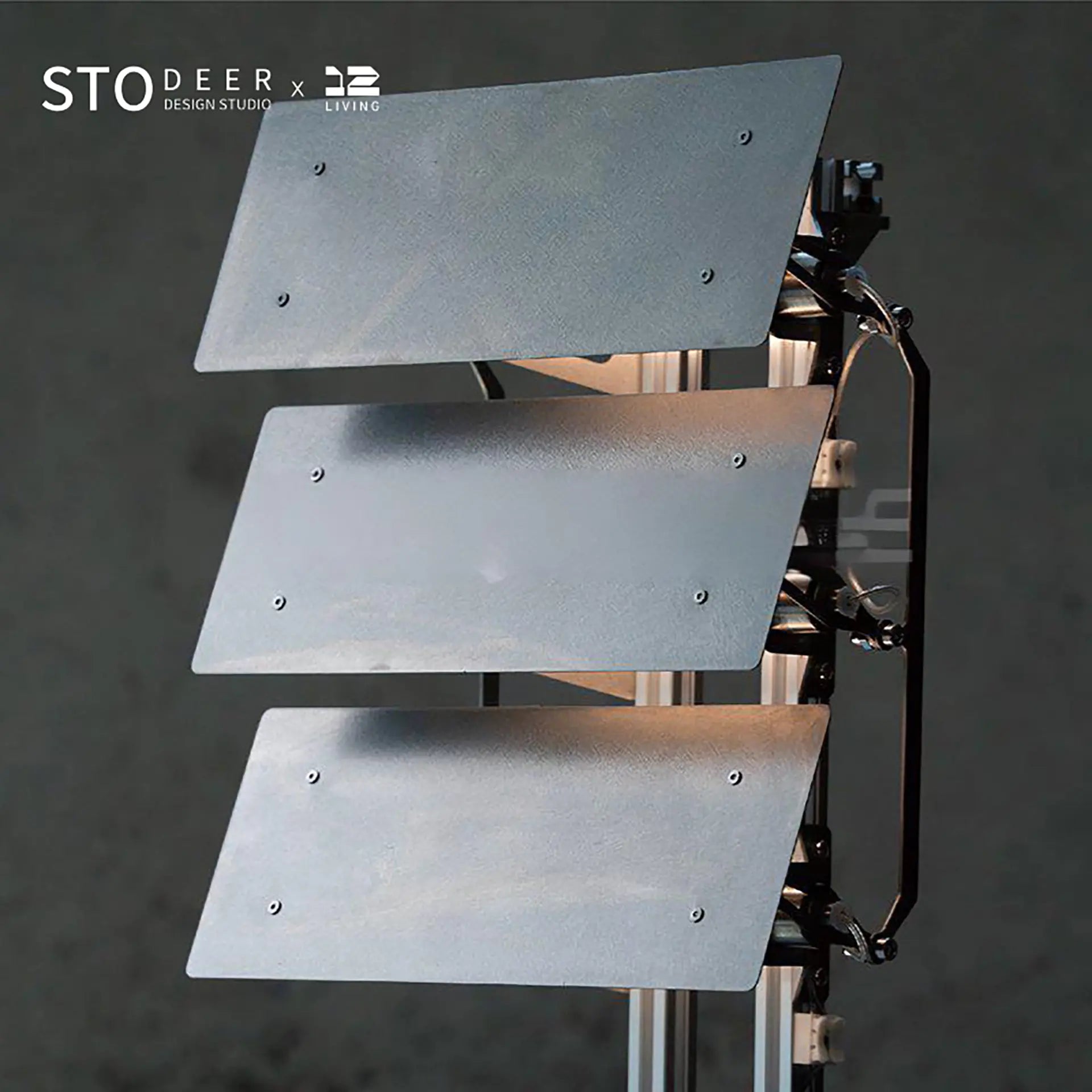 STODEER 12LIVING Tri-Fold Industrial Floor Lamp – 304 Stainless Steel & Aluminum Frame