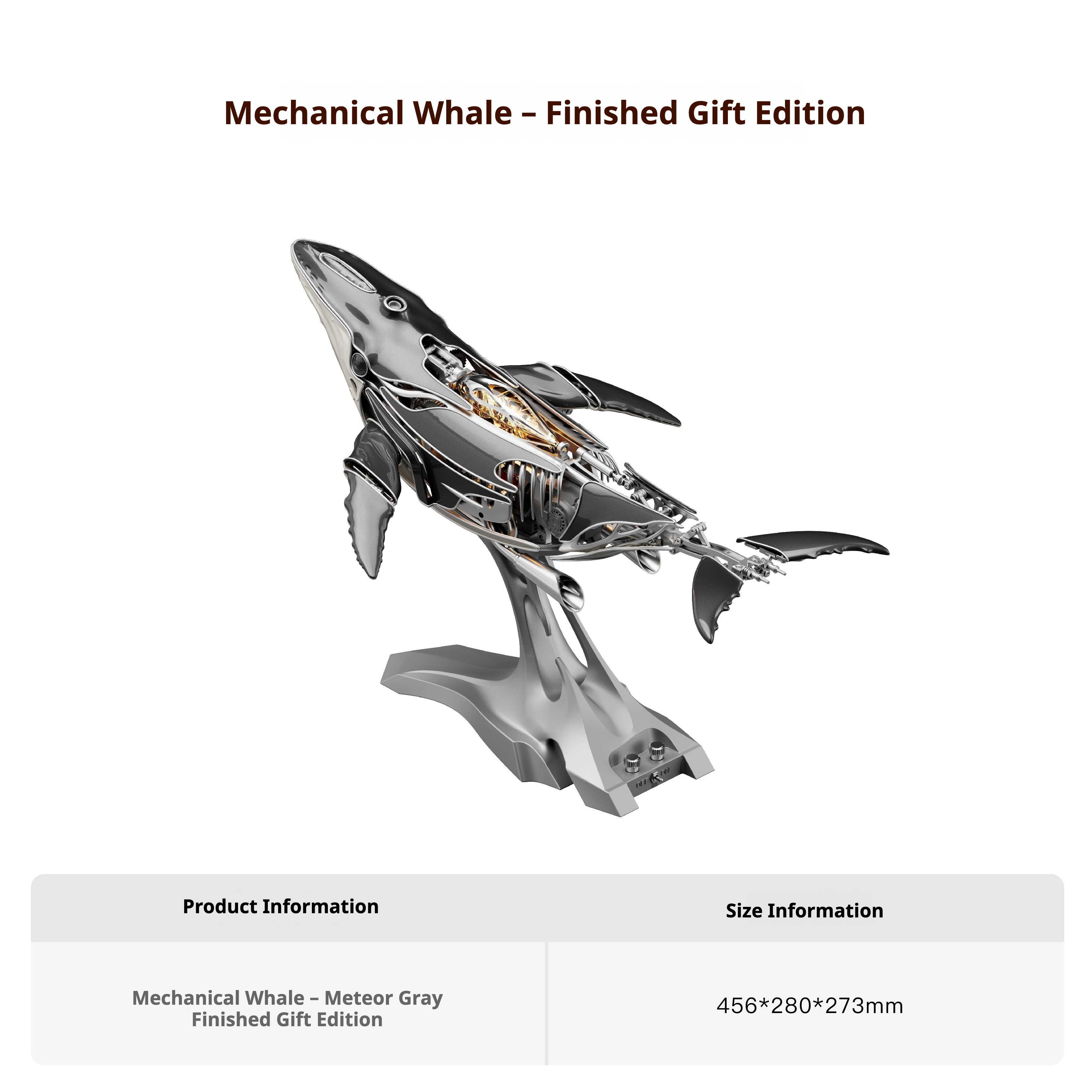 Stodeer Mechanical Metal Humpback Whale Model– Premium Steampunk 3D Metal Art model for Collectors, Decor & Gift Giving-SD-03